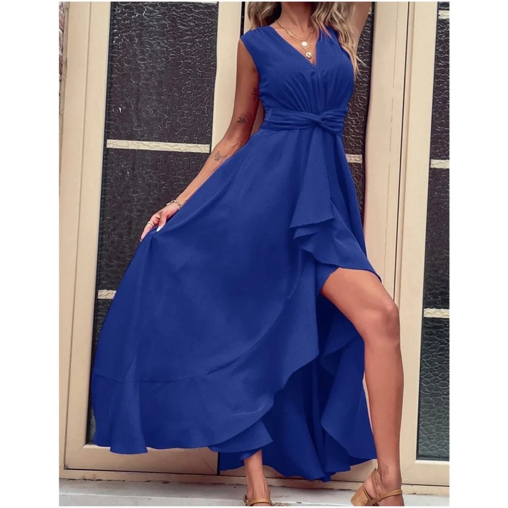 Boho Sleeveless High Low Ruffle Maxi Dress - Picture 5 of 14